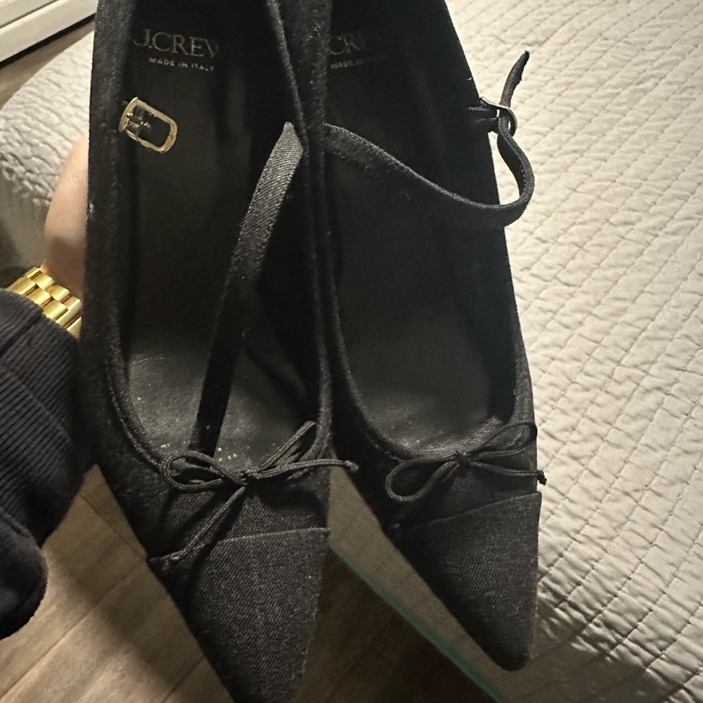 J.Crew Elegant Black Mary Jane Heels(Colette cap-toe pumps )made in Italy - Picture 3 of 4